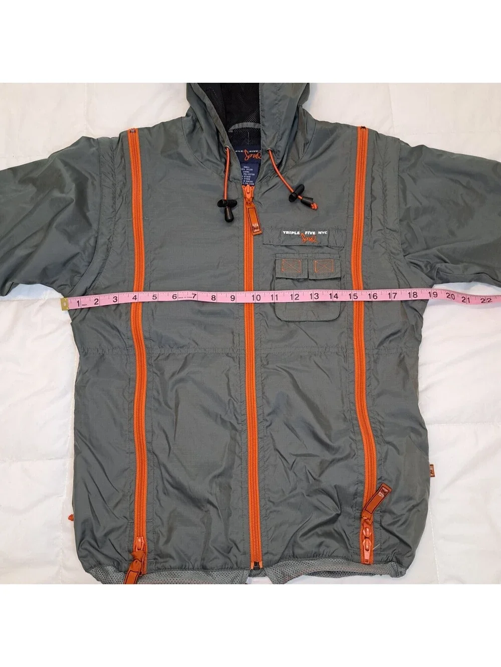 VTG Triple 5 Soul Mens S Gray Orange Zip Windbreaker Jacket